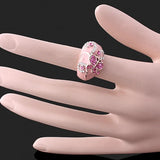 Butterfly Alloy Ring Pink Enamel Real Austria Crystal Women