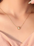 18K Plated Round Pendant Star Bracelet 925 Silver Women Jewelry