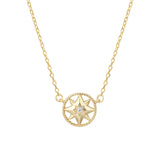 18K Plated Round Pendant Star Bracelet 925 Silver Women Jewelry