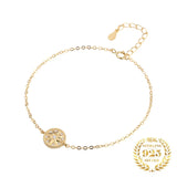 18K Plated Round Pendant Star Bracelet 925 Silver Women Jewelry