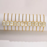 Stainless Steel Initial Pendants Bracelets A-Z Letters Adjustable