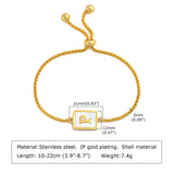 Stainless Steel Initial Pendants Bracelets A-Z Letters Adjustable
