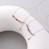 925 Silver Tassel Zircon Water Drop Necklace Plated