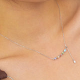 925 Silver Tassel Zircon Water Drop Necklace Plated