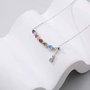 925 Silver Tassel Zircon Water Drop Necklace Plated