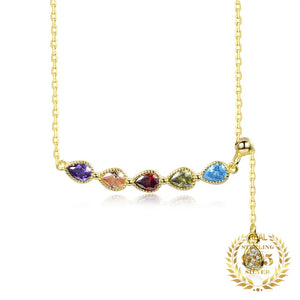 925 Silver Tassel Zircon Water Drop Necklace Plated