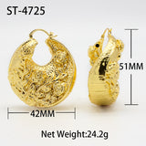 Golden Floral Hoop Earrings High Copper Drop Earrings Bridal Gift