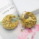 Golden Floral Hoop Earrings High Copper Drop Earrings Bridal Gift