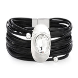 Vintage Crystal Leather Bracelet Couple Gift