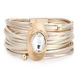 Vintage Crystal Leather Bracelet Couple Gift