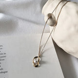 Geometric Pearl Necklace 925 Sterling Silver 18K Pearl Women