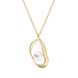 Geometric Pearl Necklace 925 Sterling Silver 18K Pearl Women