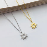 925 Silver Sun Pendant Necklace Plated