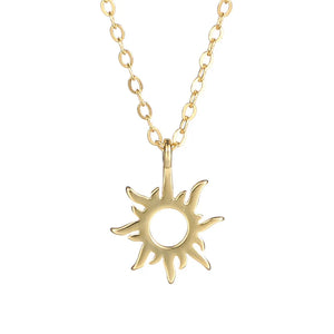 925 Silver Sun Pendant Necklace Plated