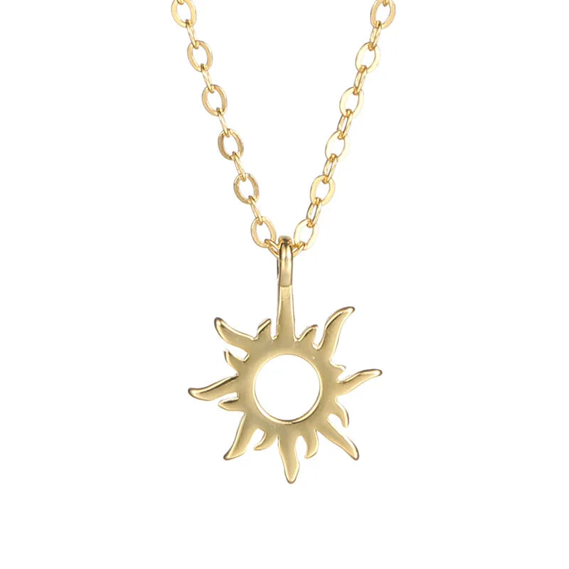 925 Silver Sun Pendant Necklace Plated