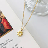 925 Silver Sun Pendant Necklace Plated