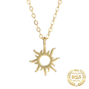 925 Silver Sun Pendant Necklace Plated