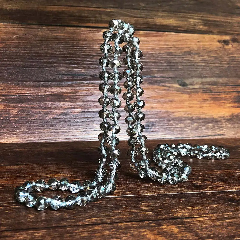 Crystal Beads Knotted Long Necklace for Women
