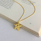 Star Pendant Necklace 925 Sterling Silver 18k Plated Starfish Necklace Women