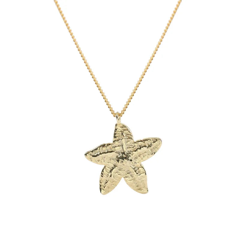 Star Pendant Necklace 925 Sterling Silver 18k Plated Starfish Necklace Women