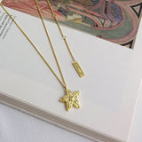 Star Pendant Necklace 925 Sterling Silver 18k Plated Starfish Necklace Women
