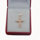 585 Rose CZ Cross Pendant With Chains