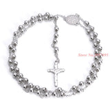 Stainless Steel Rosary Chain Necklace with Cross Pendant