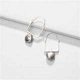 Square Hoop Earrings with Pearl Pendant
