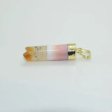 Yellow Crystal Quartz Cylinder Pendant Natural Geode Druzy Stone Necklace