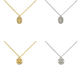 Star Moon Round Pendant with Golden Chain Set