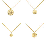 Star Moon Round Pendant with Golden Chain Set
