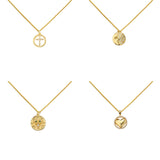 Star Moon Round Pendant with Golden Chain Set