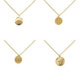 Star Moon Round Pendant with Golden Chain Set