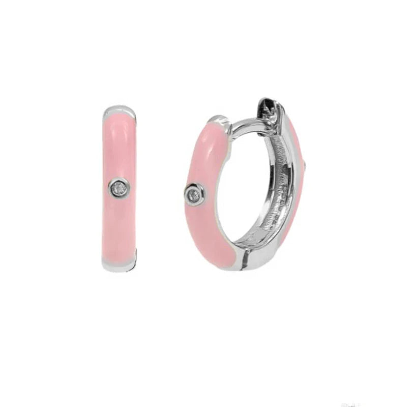 Colorful Dripping Oil Hoop Earring For Anniversary Party Gift
