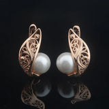 Rose Drop Earrings Simulated Pearl Flowers Jewelry