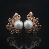 Rose Drop Earrings Simulated Pearl Flowers Jewelry