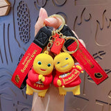 Cartoon Milk Dragon Keychain Pull-back Car Trinket