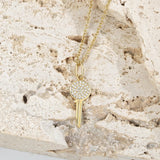 Zircon Inlaid Sterling Silver Key Necklace Jewelry