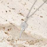Zircon Inlaid Sterling Silver Key Necklace Jewelry