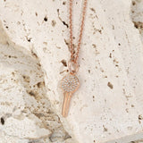 Zircon Inlaid Sterling Silver Key Necklace Jewelry