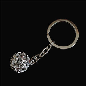 925 Silver Key Chain Ball Pendant Hollow Design