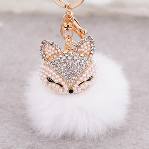 Rhinestone Vulpes Head Key Chain Ring A281