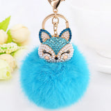 Rhinestone Vulpes Head Key Chain Ring A281