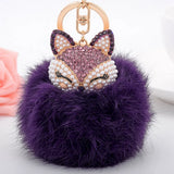 Rhinestone Vulpes Head Key Chain Ring A281