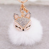 Rhinestone Vulpes Head Key Chain Ring A281