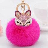 Rhinestone Vulpes Head Key Chain Ring A281