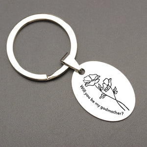 Godmother Oval Pendant Keyring Engraved Gift Idea
