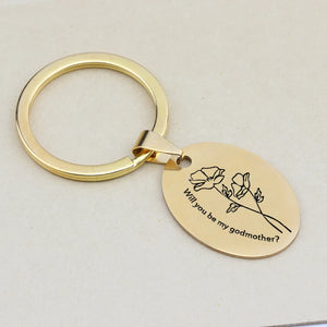 Godmother Oval Pendant Keyring Engraved Gift Idea