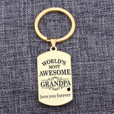 Grandpa Gift Keychain Stainless Steel Dog Tag Pendant Keyring Keepsake