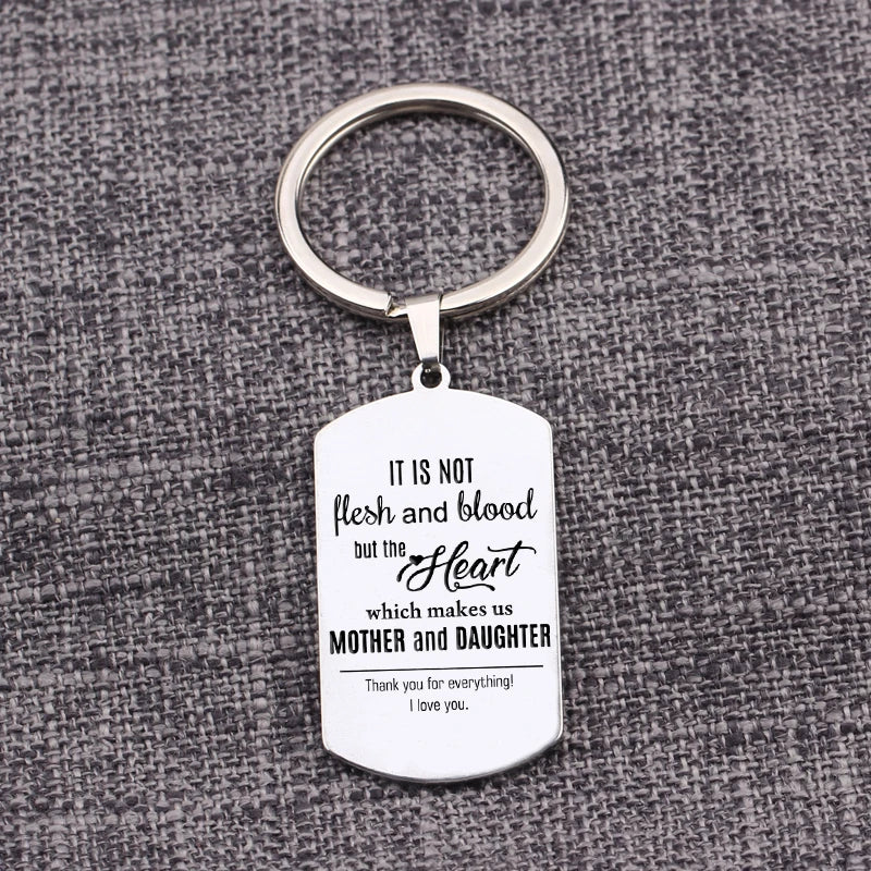 Stepdaughter Gift Keychain Dog Tag Pendant Mother's Day
